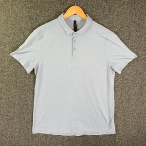 Lululemon Polo Men Extra Large Blue Short Sleeve Performance Stretch Athleisure